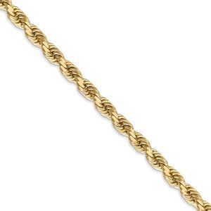 4.5mm, 14k Yellow Gold, Diamond Cut Solid Rope Chain Necklace, 22 Inch